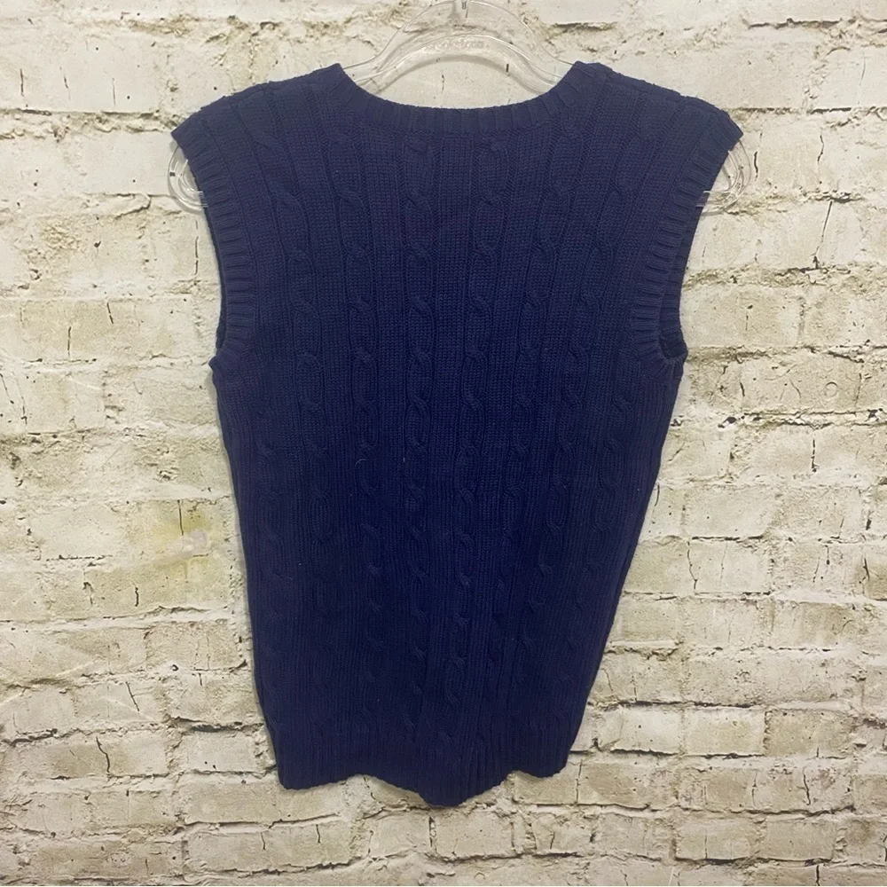 Chaps Navy Blue Cotton Cable Knit Sweater Vest
